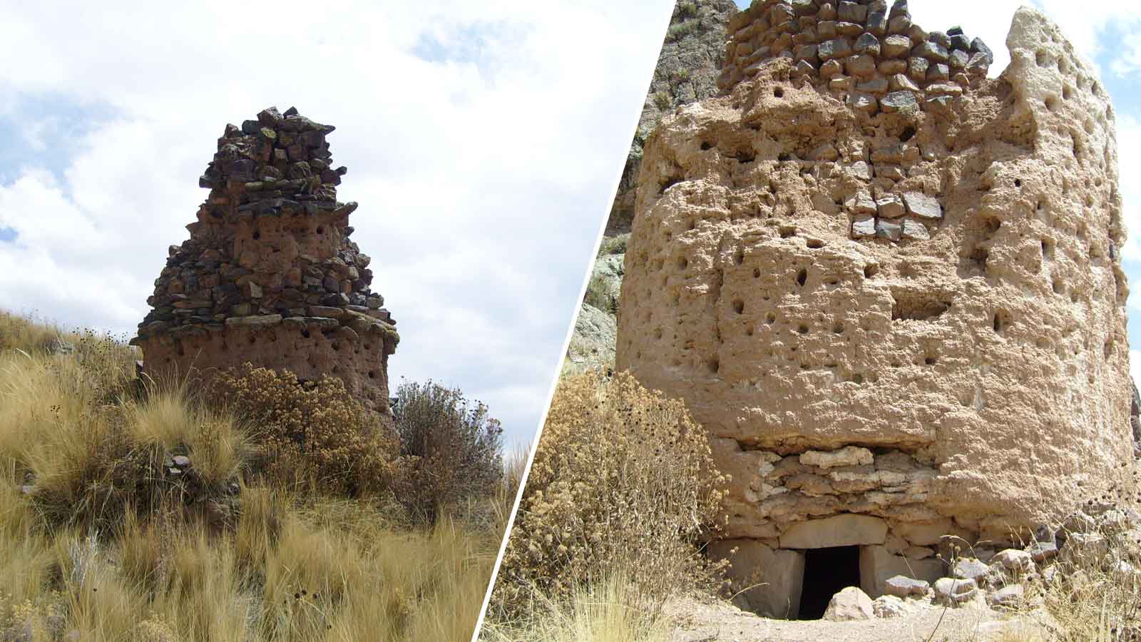 Chullpas en las faldas de un cerro. Cabanillas